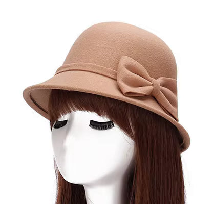 Elise 1920s Vintage Style Cloche Hat in Light Brown  display picture 3