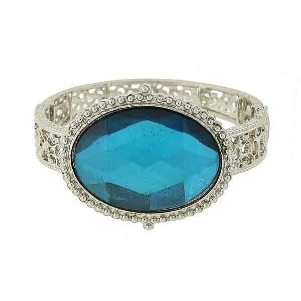 Vintage Inspired Turquoise Filigree Stretch Bracelet