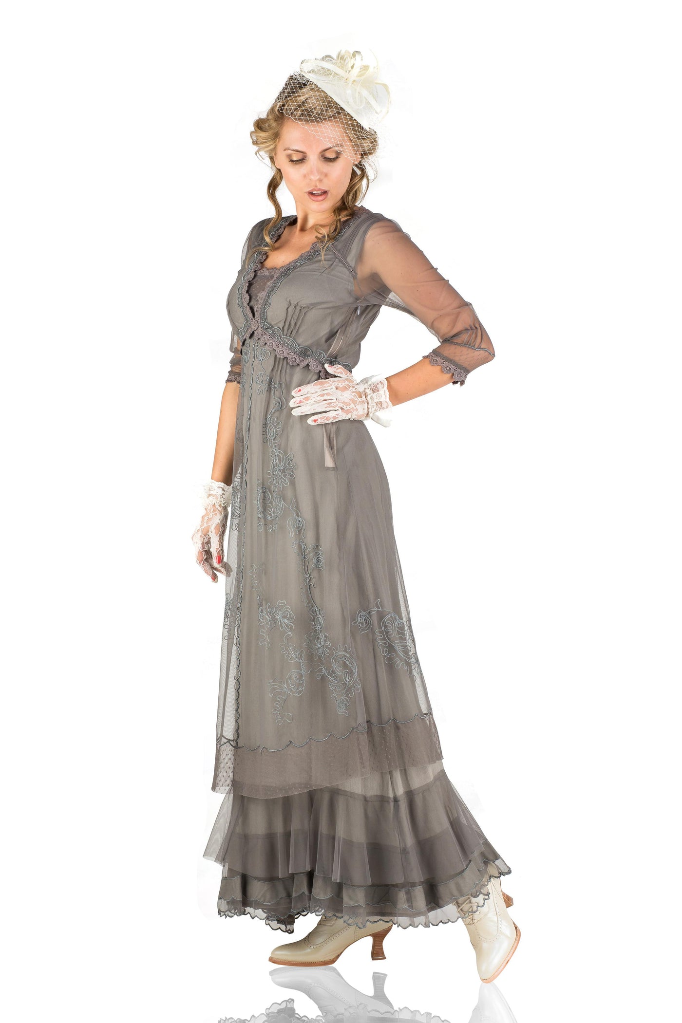 Audrey Vintage Style Party Gown CL-407 in Smoke by Nataya