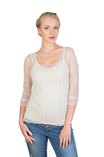 Vintage Inspired Art Nouveau Top in Ivory by Nataya