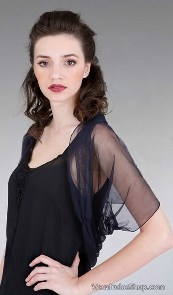 Rouched Tulle Shrug in Black by Nataya - SOLD OUT