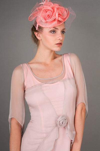 Peach Floral Sinamay Fascinator Headband in Peach - SOLD OUT