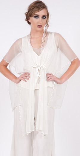 Asymmetric Tulle Airy Jacket in Ivory by Nataya - SOLD OUT