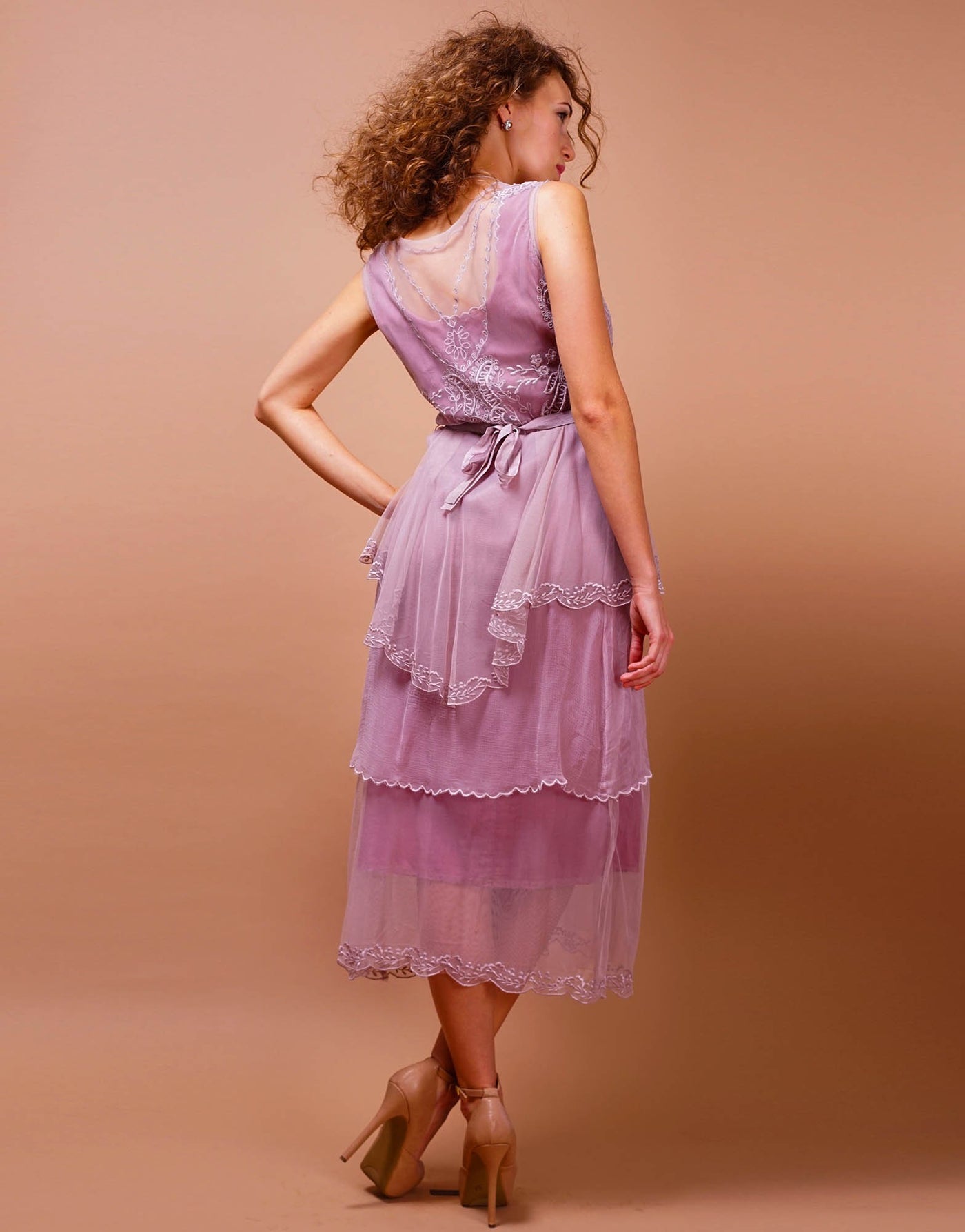 Vintage Inspired Tiered Tea Party Dress in Lavender-Rose - SOLD OUTby Nataya