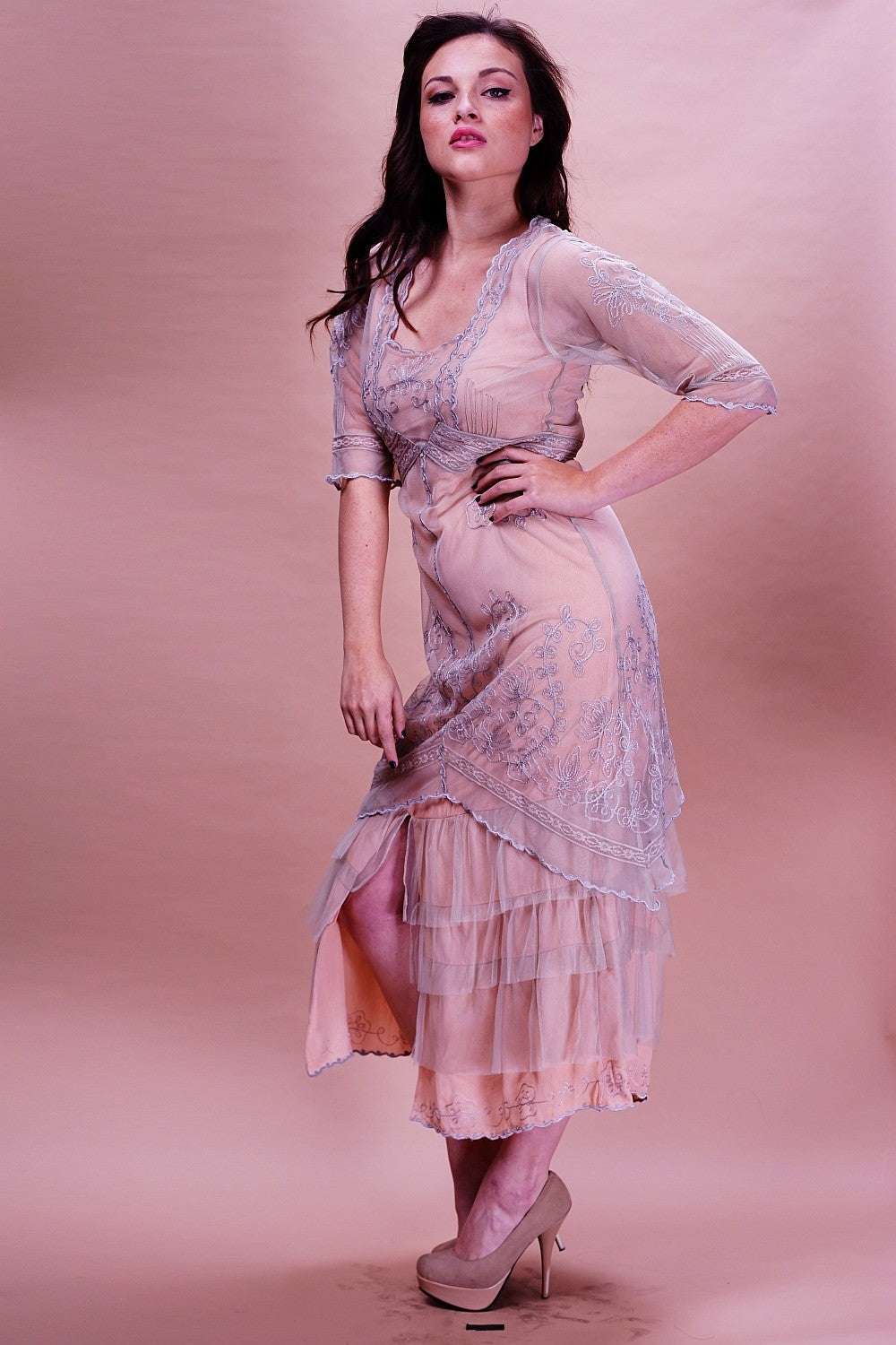 Titanic Tea Party Dress in Antique Pink by Nataya