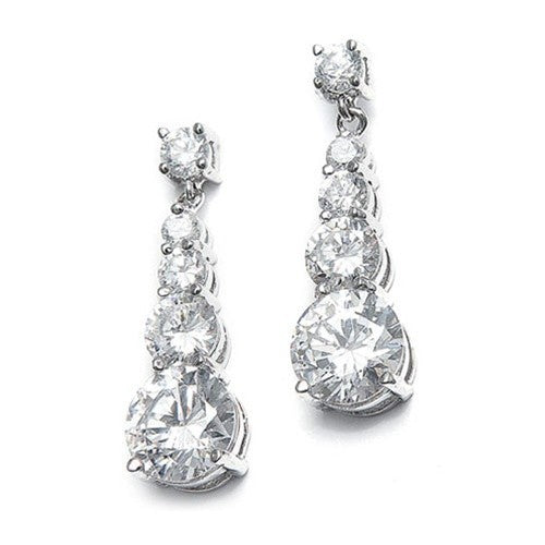 CZ Graduated Dangle Earrings for Brides and Second Time Brides - SOLD OUT