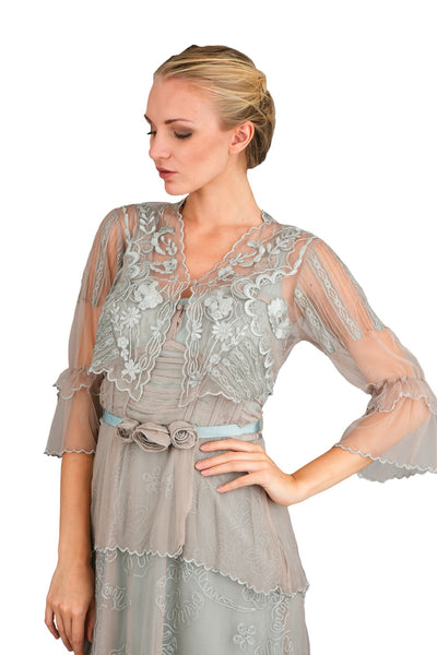Vintage Inspired 1901 Embroidered Bolero in Silver by Nataya - SOLD OUT