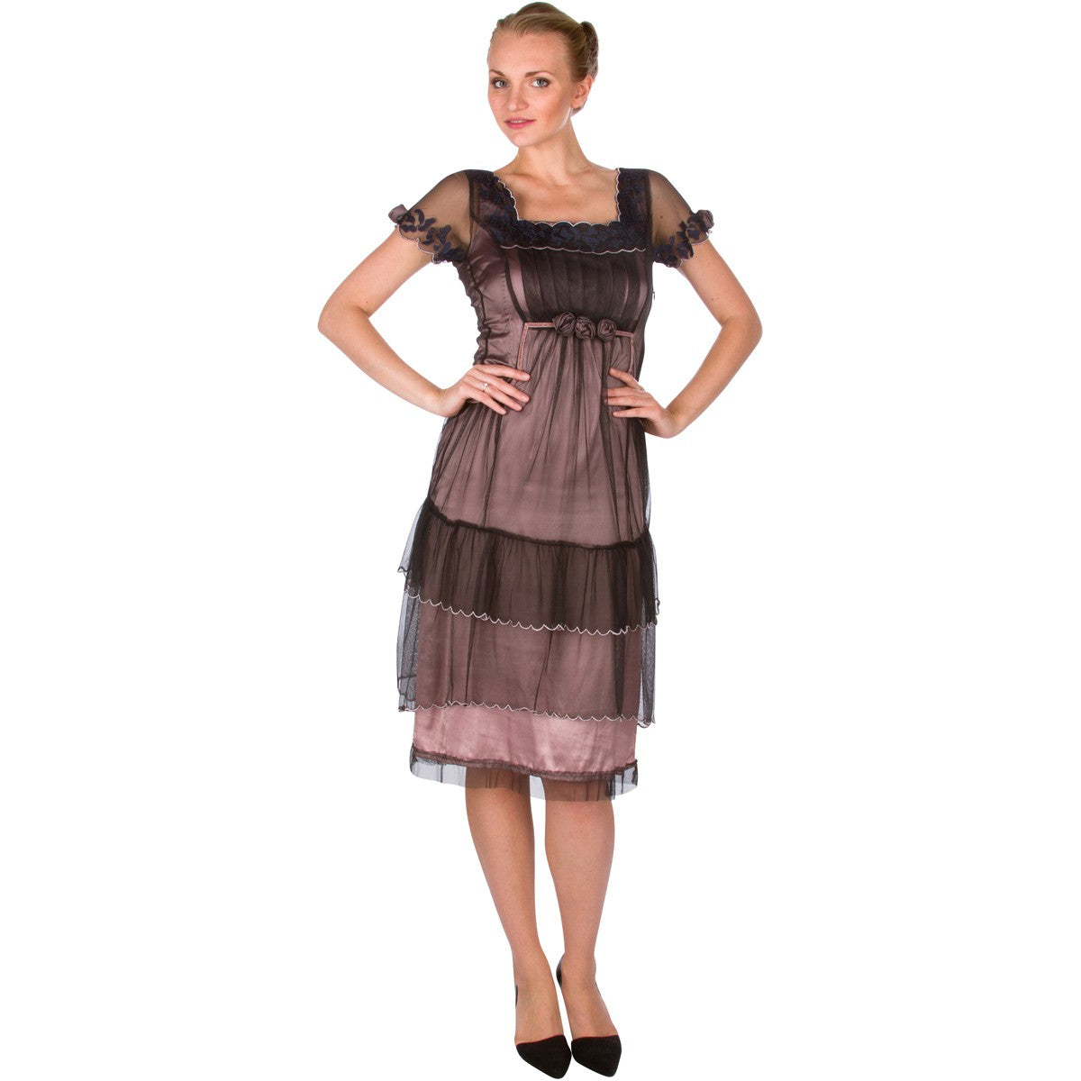 Flirty Vintage Inspired Party Dress in Smocky Rose by Nataya - SOLD OUT