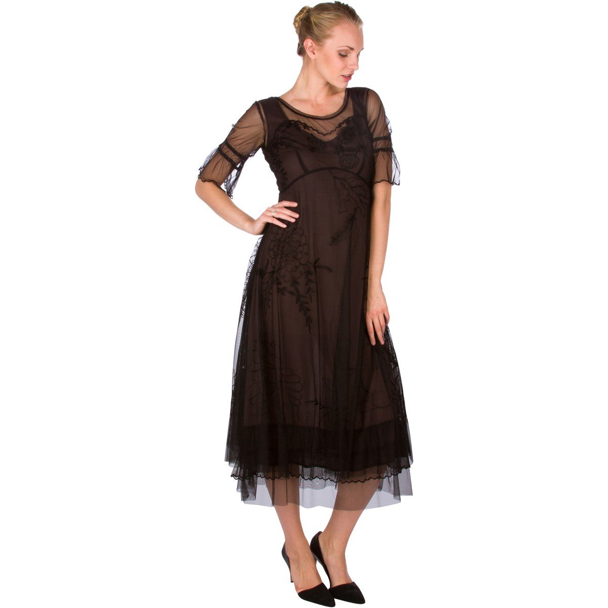 "Autumn Caprice" Vintage Inspired Party Dress in Black by Nataya - SOLD OUT