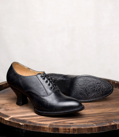 Victorian Style Leather Lace-Up Black Shoes