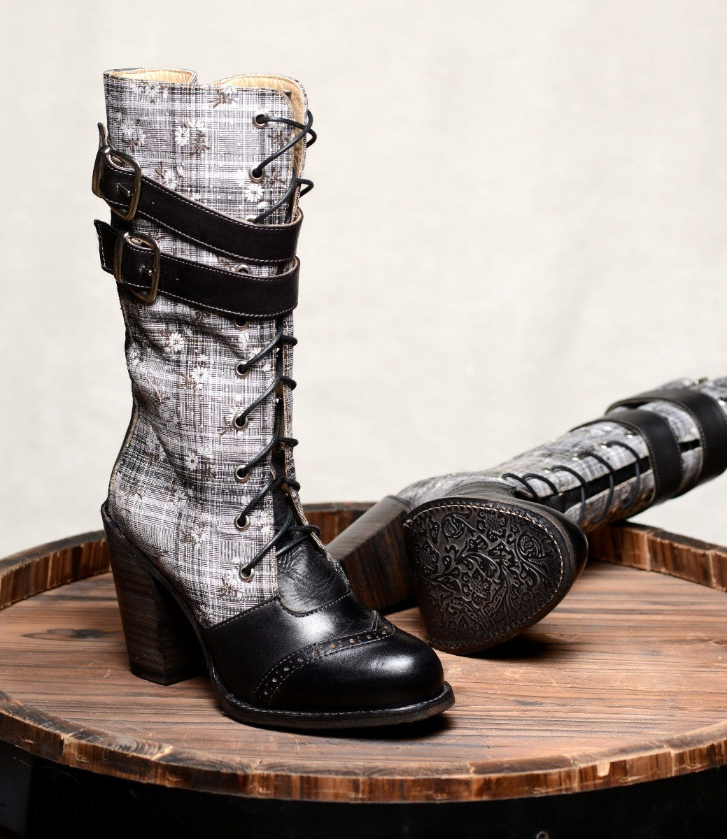 Steampunk Style Mid-Calf Leather Black Boots - SOLD OUT