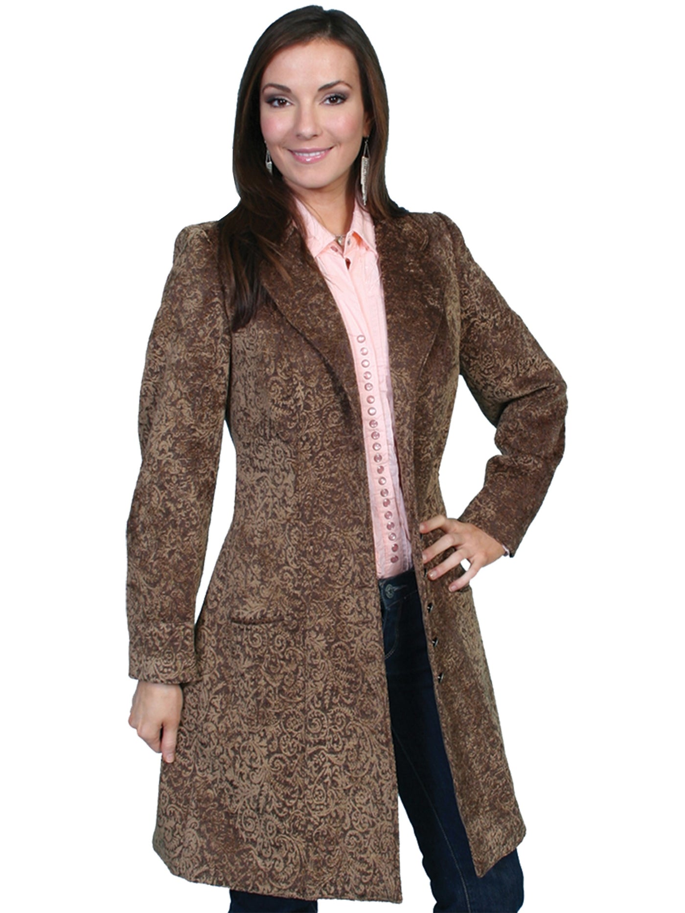 Western Style Chenille Frock Coat in Cafe - SOLD OUT