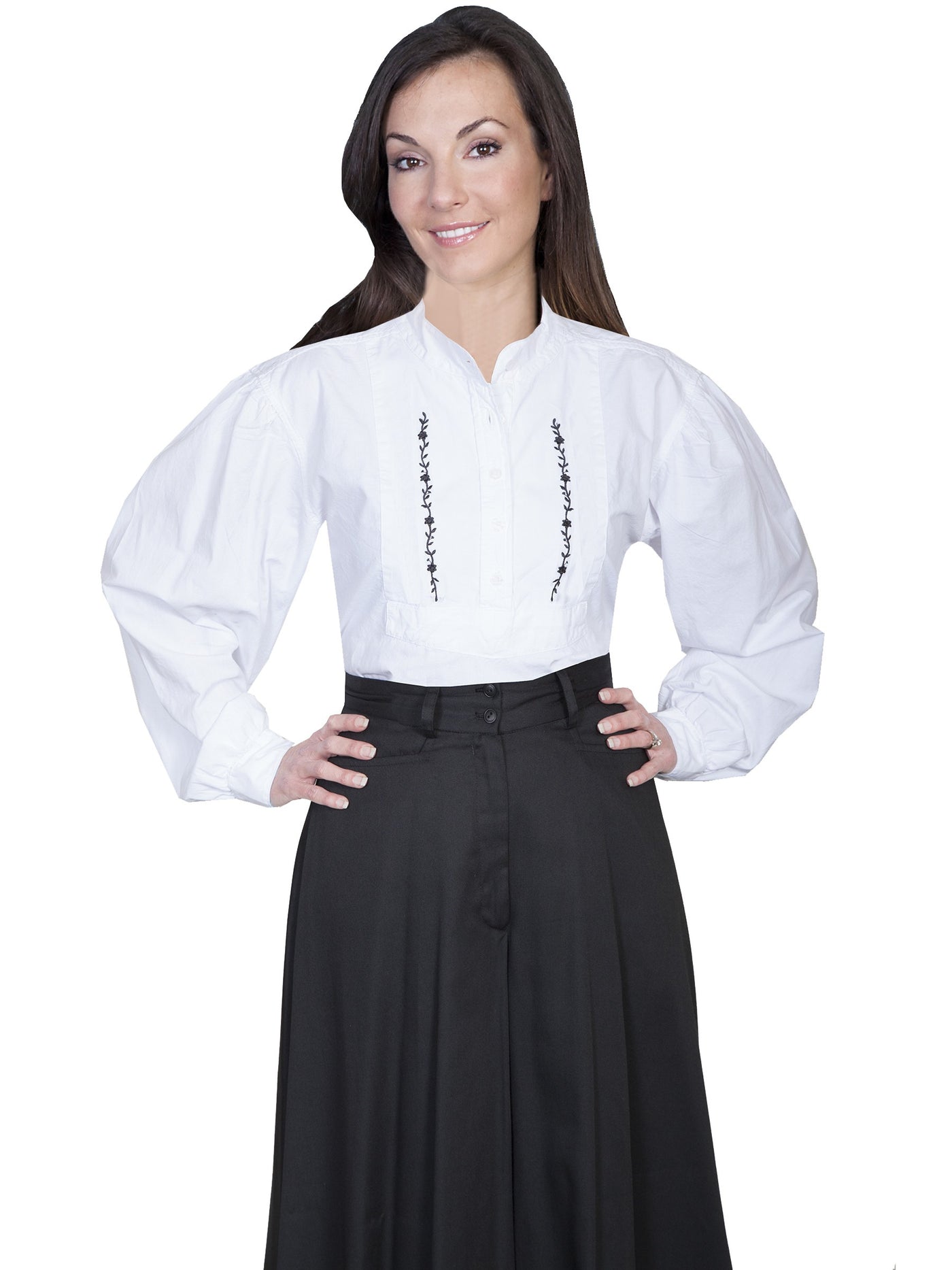 Victorian Style Embroidered Shirt in White - SOLD OUT