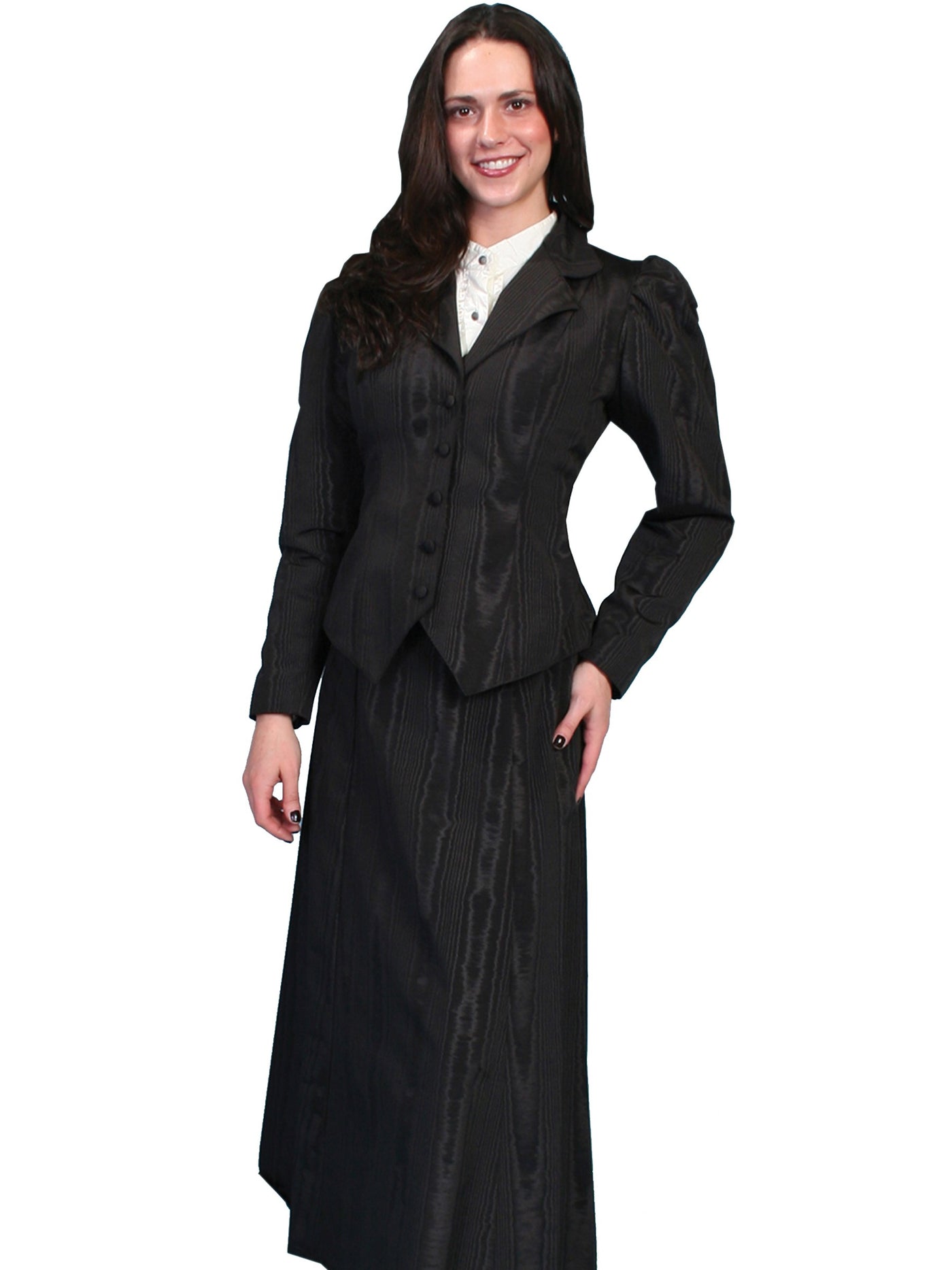 Victorian Style Five Gore Walking Skirt in Black