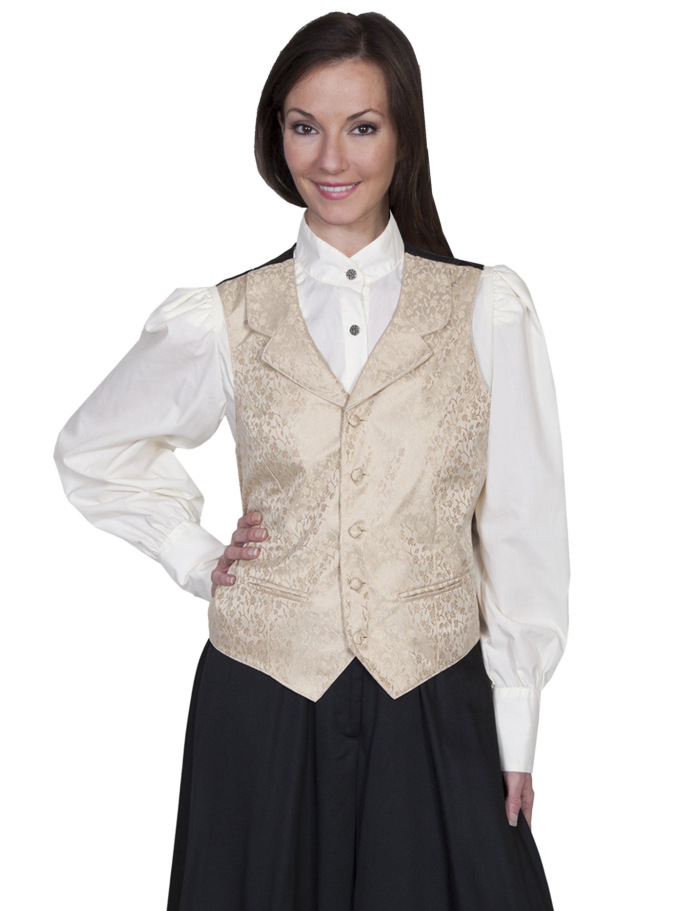 Victorian Style Rose Vine Vest in Tan - SOLD OUT
