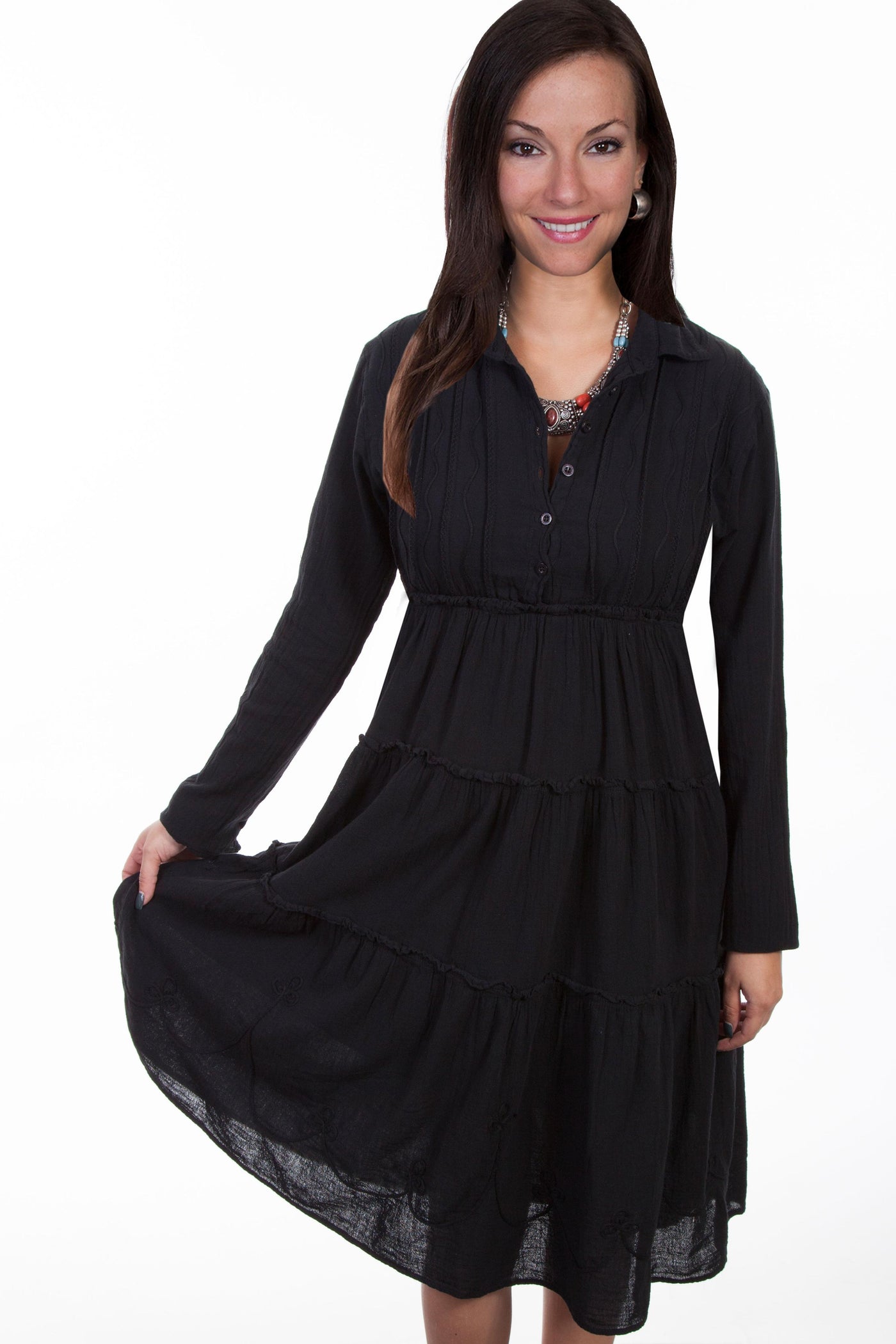 Bohemian Style Cotton Dress in Black