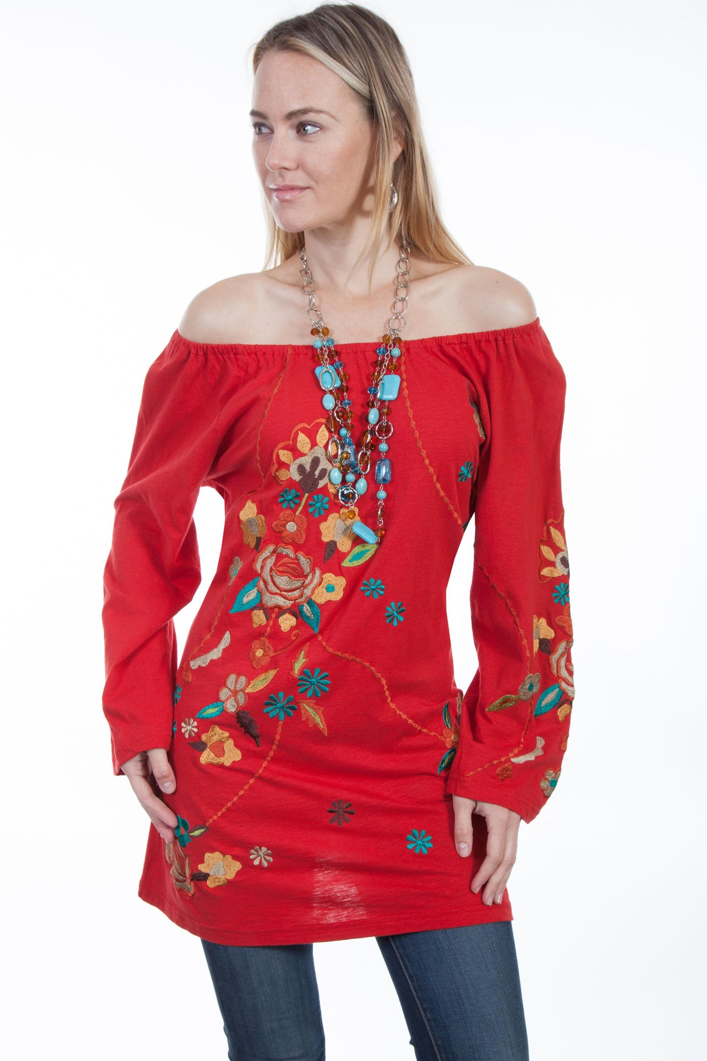 Desert Rose Cotton Tunic in Red - SOLD OUT