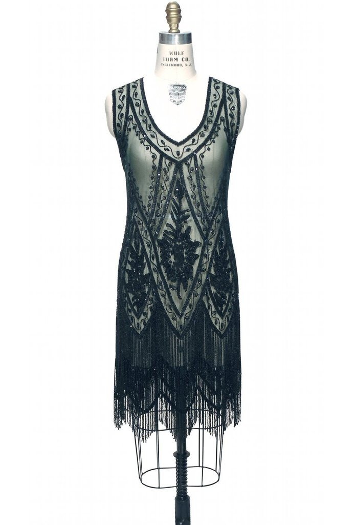 1920s Style Fringe Party Dress in Bottle Green - SOLD OUT