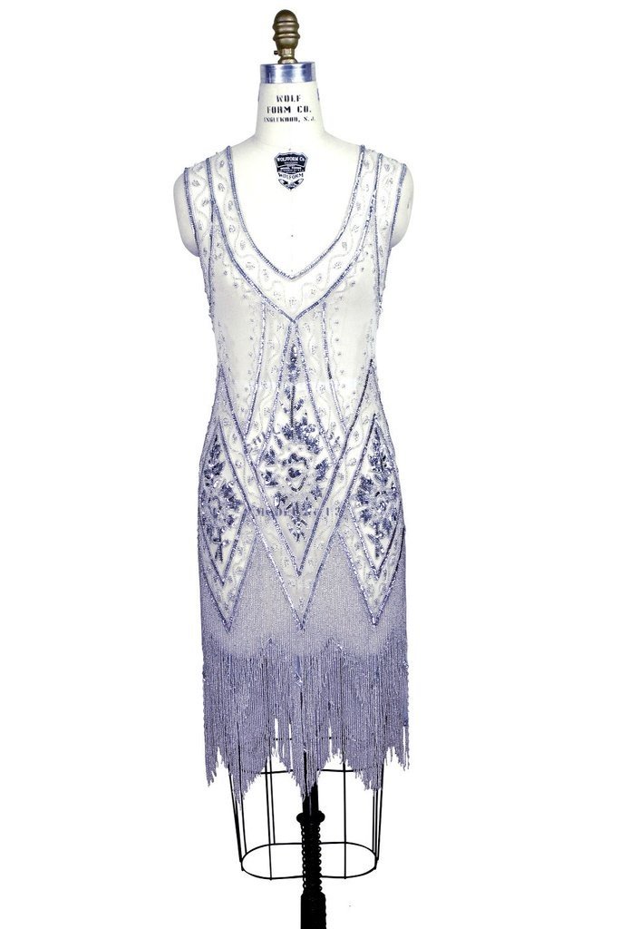 1920s Style Fringe Party Dress in Silver-White - SOLD OUT