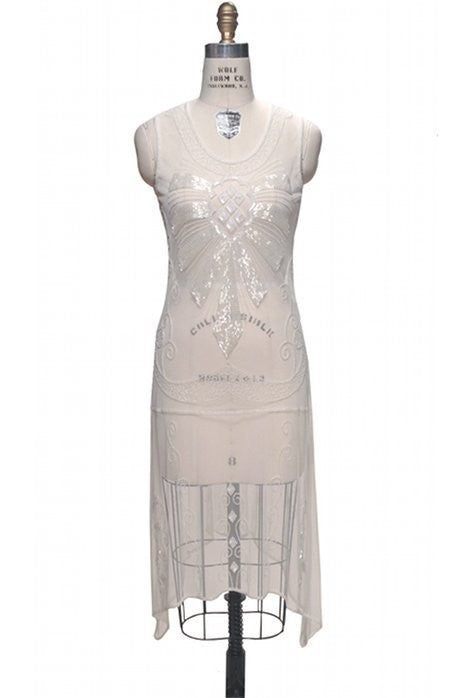 Flapper Style Art Deco Party Dress in Pearl - SOLD OUT