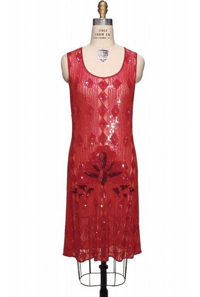 Vintage Inspired Art Deco Dress in Ruby - SOLD OUT