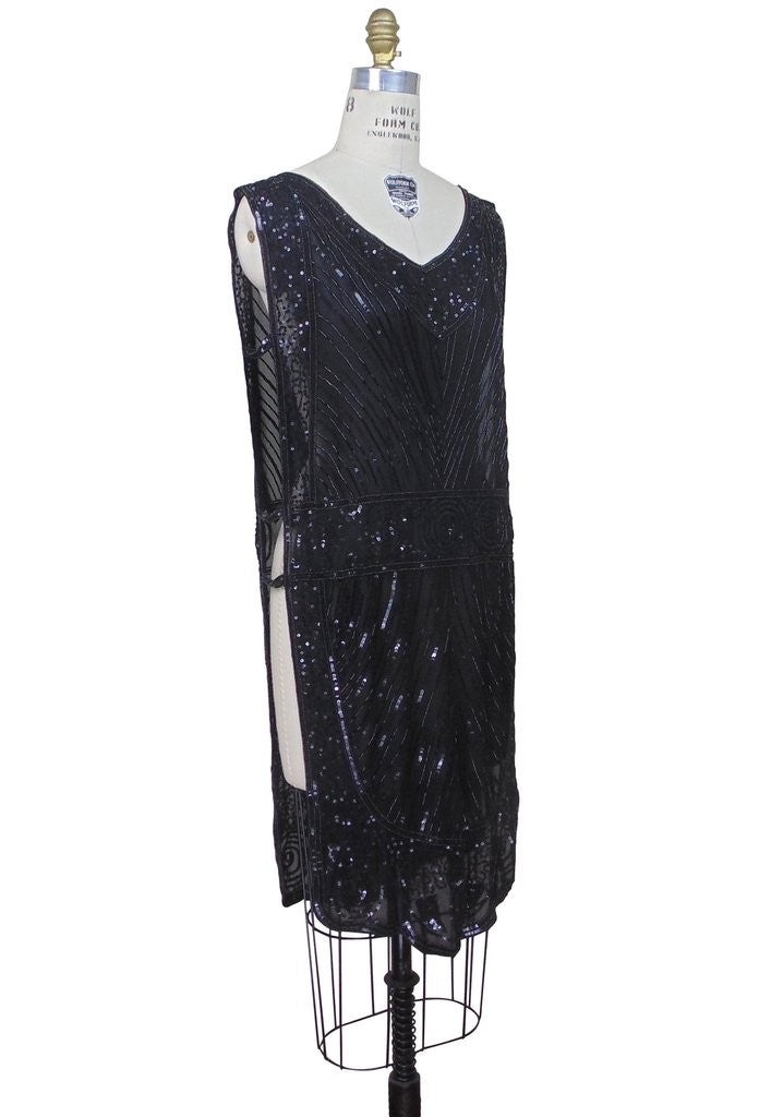 Great Gatsby Style Tabard Dress in Black Silk - SOLD OUT