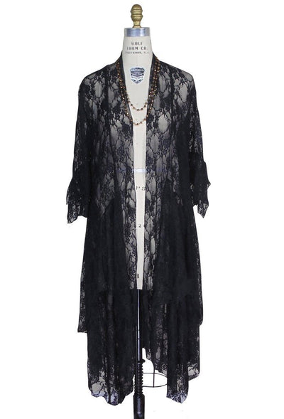 Flapper Style Lace Overlay Robe in Black - SOLD OUT