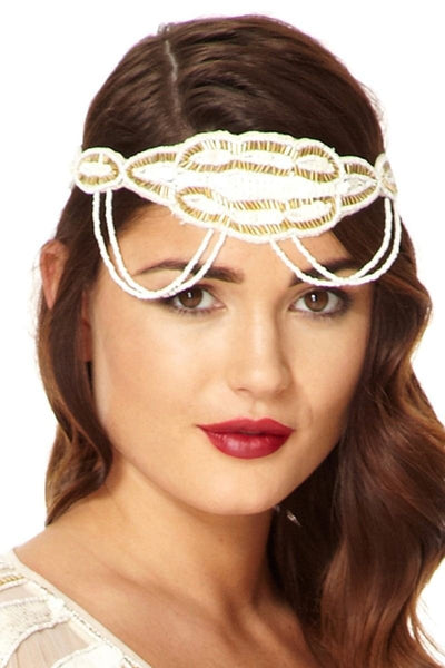 Flapper Style Headband in White Gold - SOLD OUT