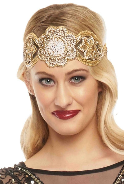 Roaring 20s Style Headband in Black Gold - SOLD OUT