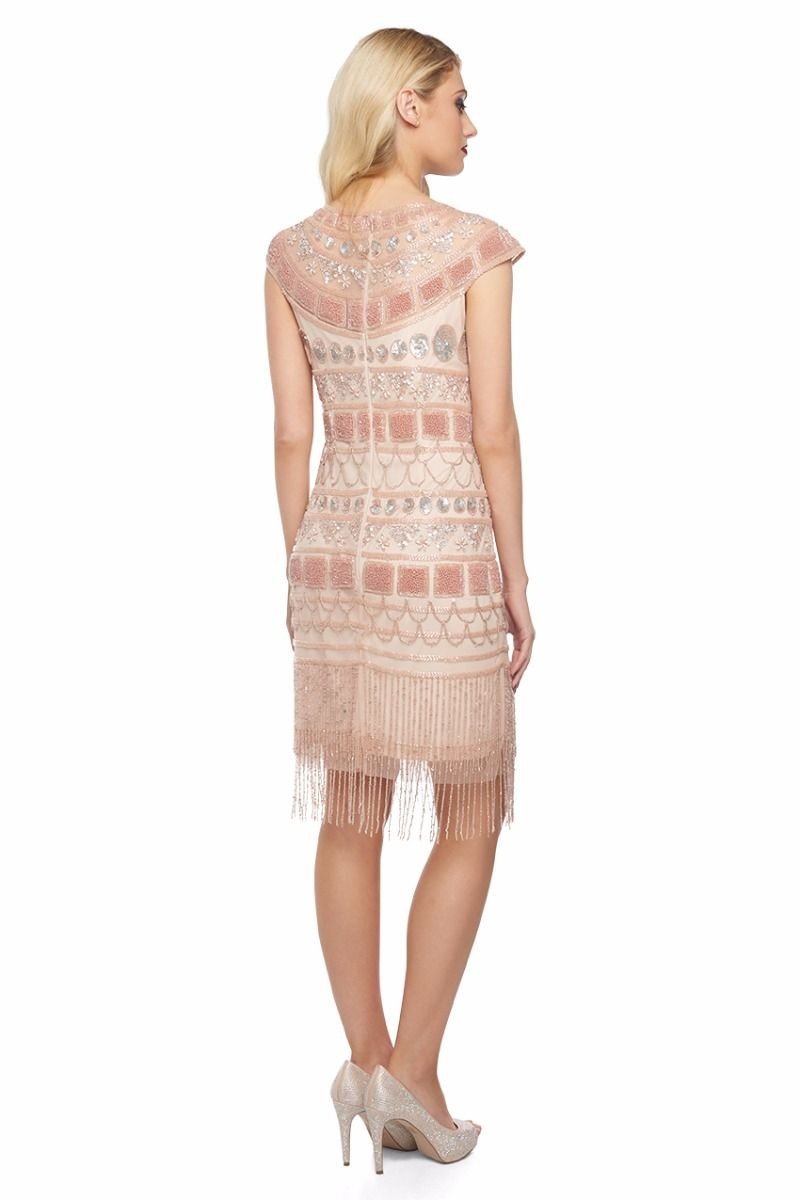 Great Gatsby Inspired Fringe Dress in Champagne Blush - SOLD OUT