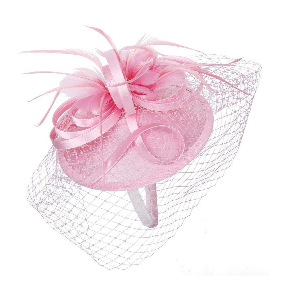 1920s Style Fascinator with Mesh Veil in Pink - SOLD OUT