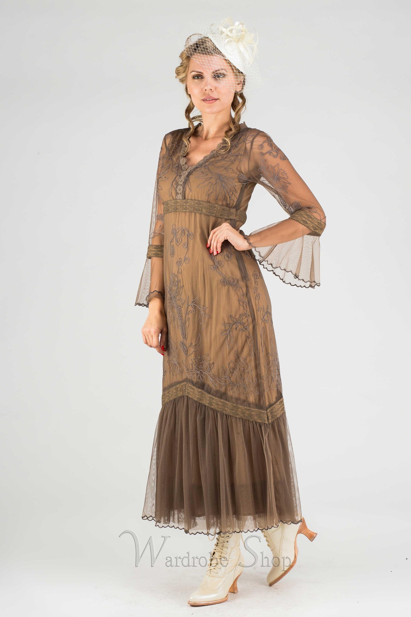 "Dark Romance" Vintage Inspired Party Dress in Antique by Nataya - SOLD OUT