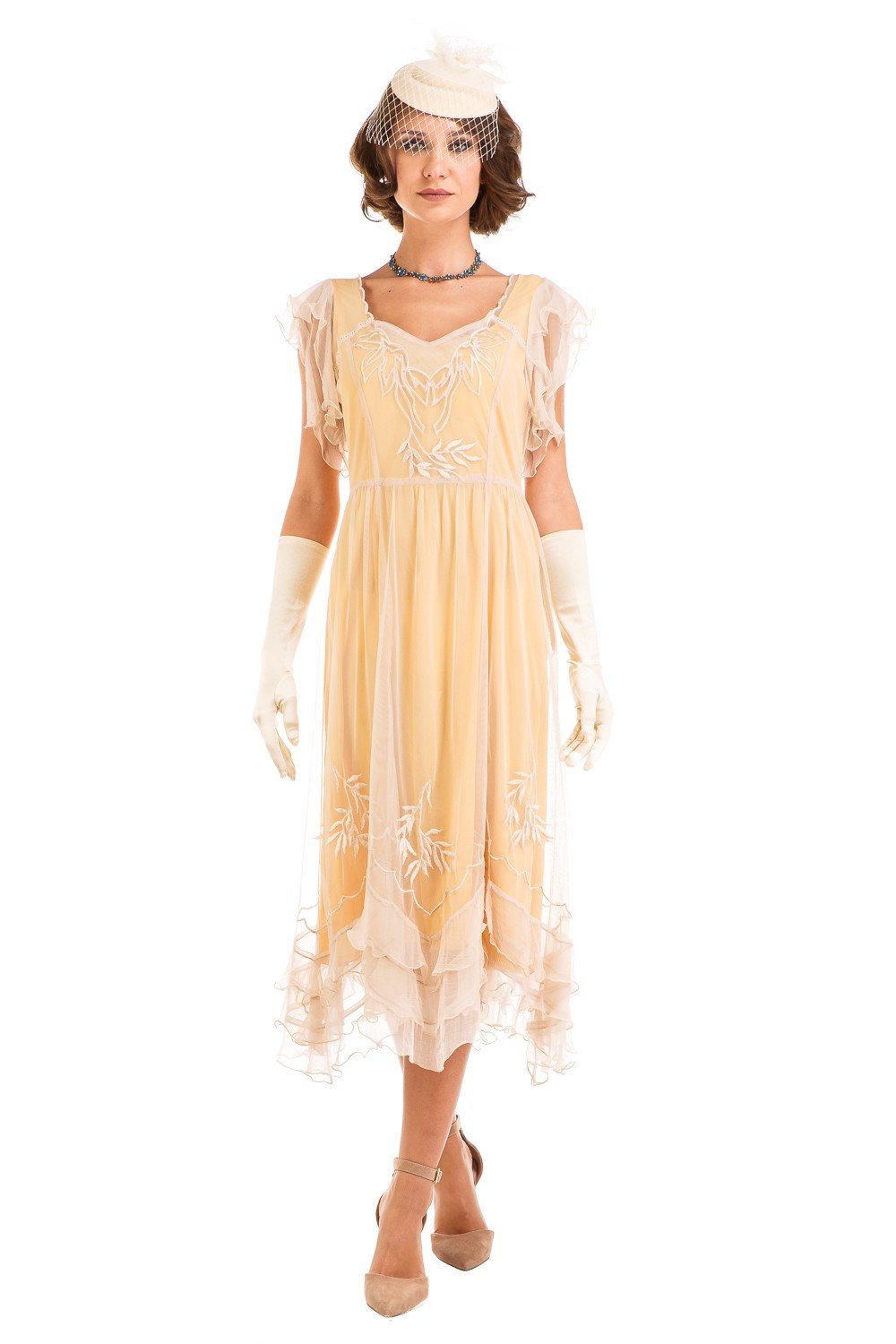 Olivia 1920s Flapper Style Dress in Lemon by Nataya