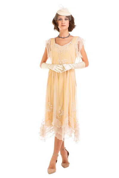Olivia 1920s Flapper Style Dress in Lemon by Nataya