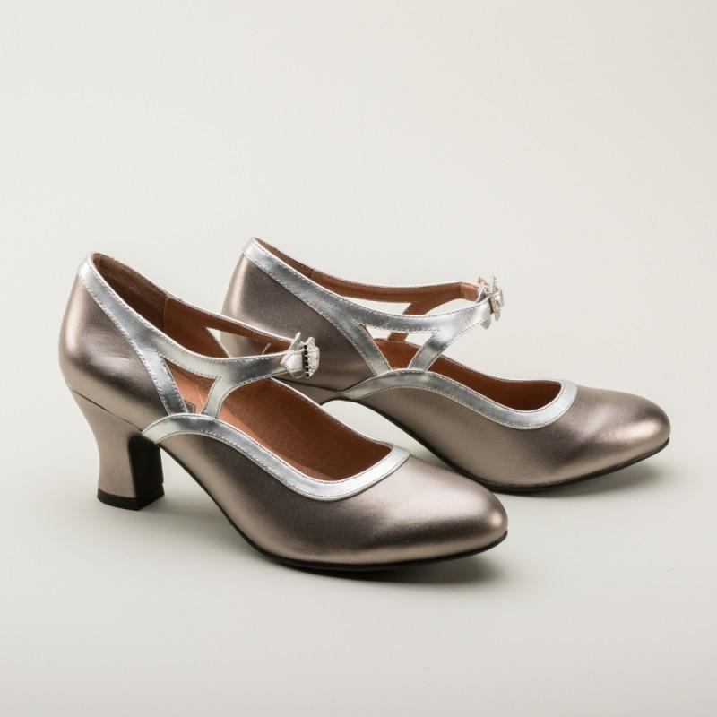 Roxy 1920s Flapper Shoes in Silver - SOLD OUT
