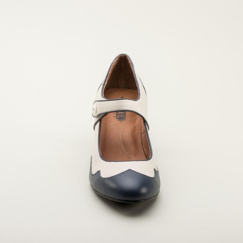 Lillian Retro Shoes in Navy-Ivory