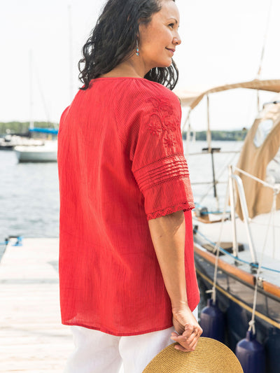 Vintage Inspired Blouse in Red | April Cornell - SOLD OUT