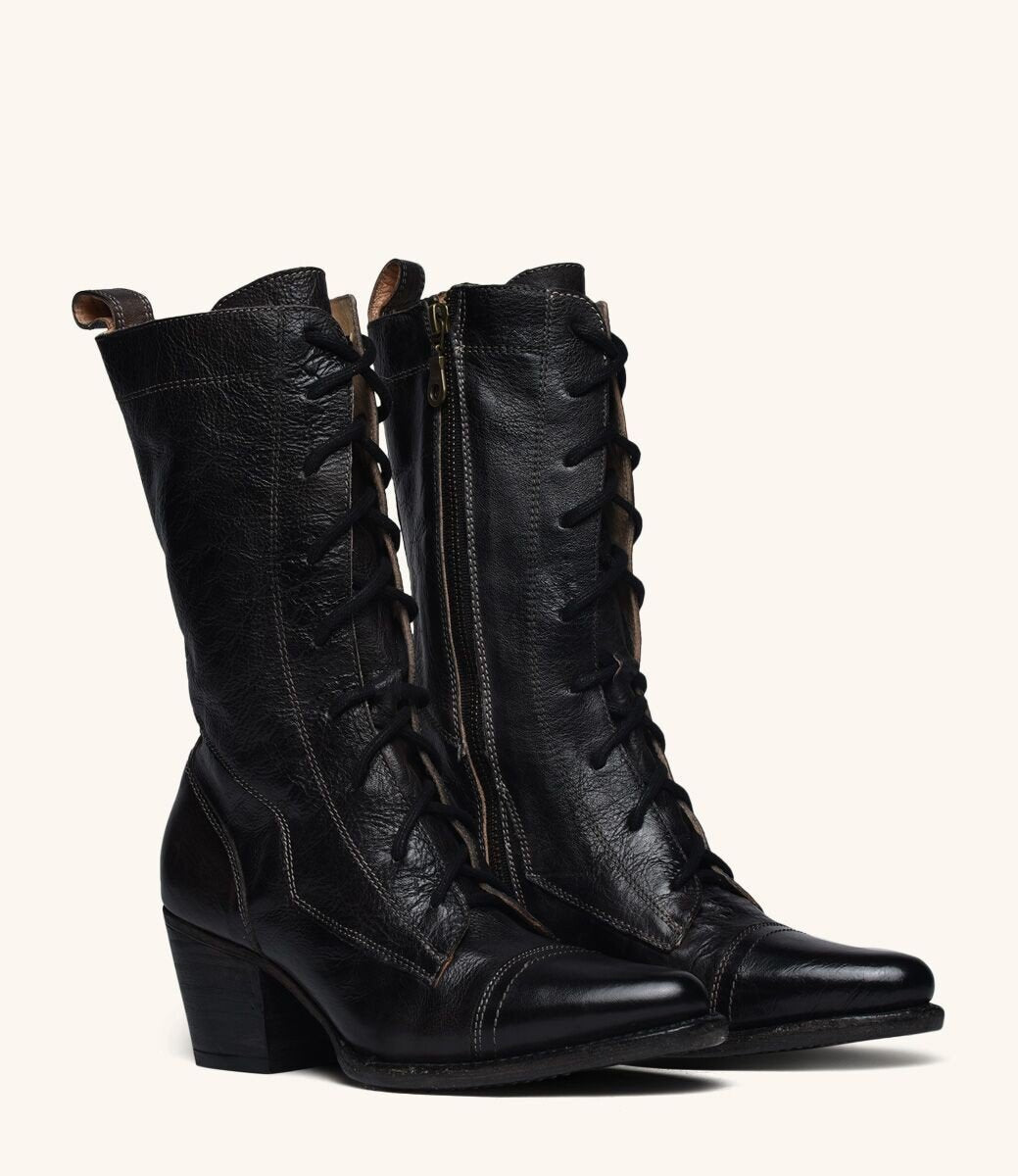 Baisley Modern Vintage Boots in Black Rustic