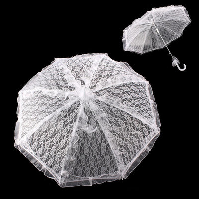 Vintage Style Bridal Lace Parasol with Tulle Ruffles - SOLD OUT