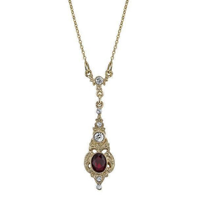 Downton Abbey Oval Red Crystal Necklace - SOLD OUT