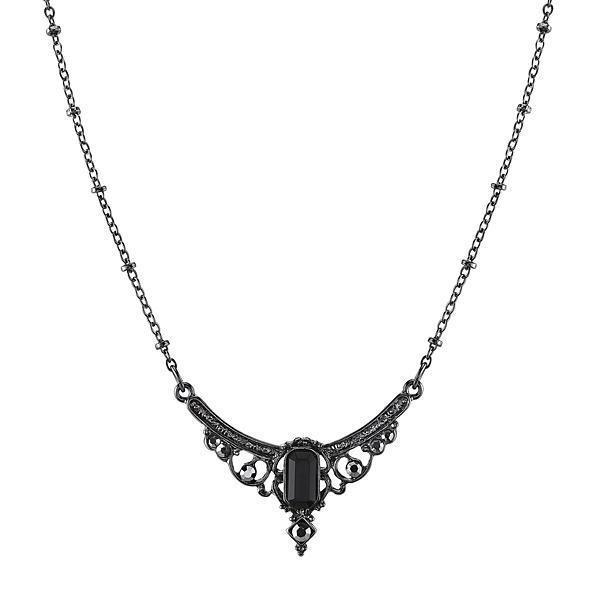 Downton Abbey Hematite Crystal Necklace