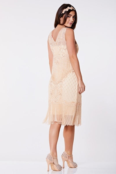 1920s Flapper Feather Dress in Nude Blush - SOLD OUT