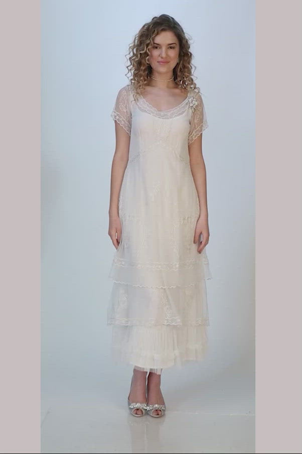 Arrianna Vintage Style Party Dress CL-169 in Ivory by Nataya