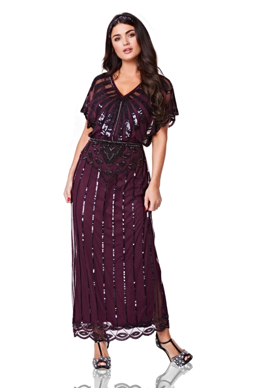 Gatsby Style Maxi Dress in Plum WardrobeShop Gatsby Style Maxi Dress in Plum WardrobeShop
