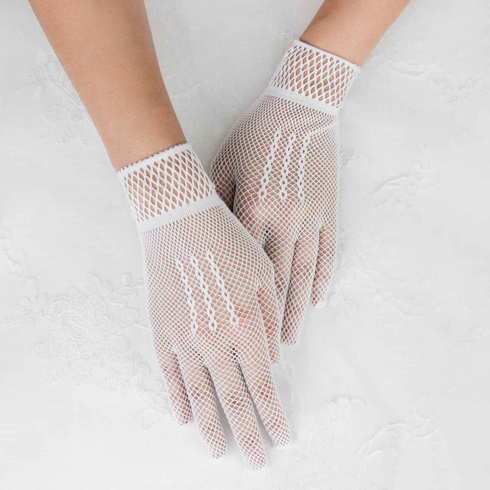 Butler Lace Short Gloves in White