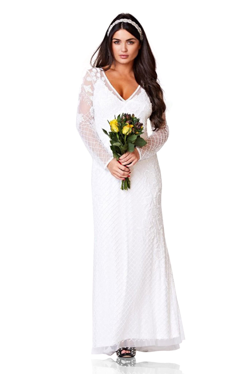 Parma 1920s Inspired Gown in White  WardrobeShop