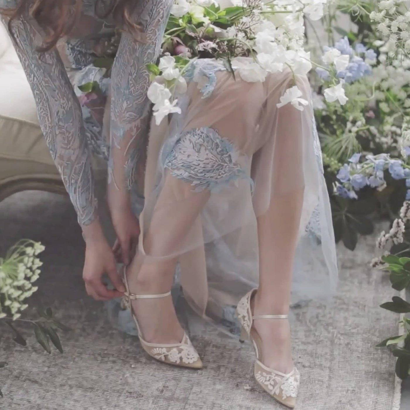 Candice Lace Wedding Heels in Nude Ivory by Bella Belle Shoes