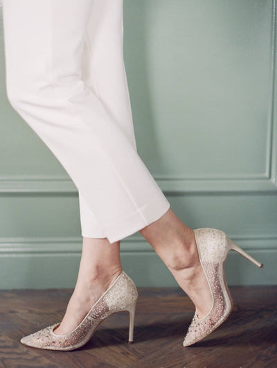 Elsa Sequin Embellished Heels in Nude by Bella Belle Shoes