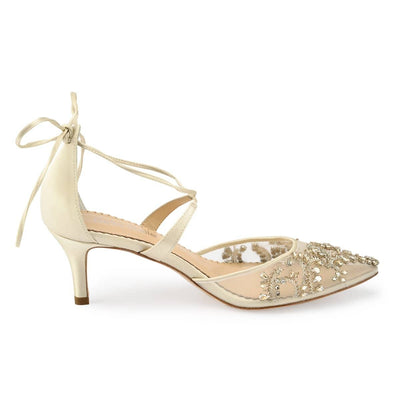 Frances Crystal Studded Bridal Heels in Champagne Gold by Bella Belle Shoes