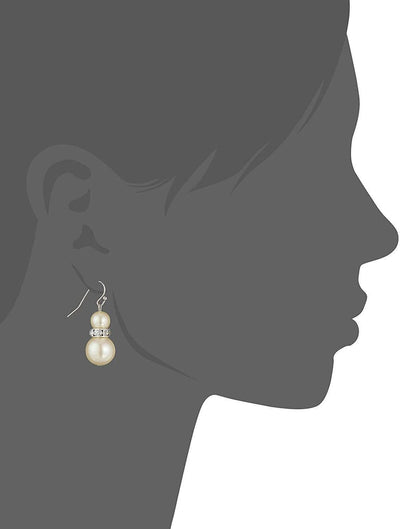 White Double Drop Faux Pearl Earrings